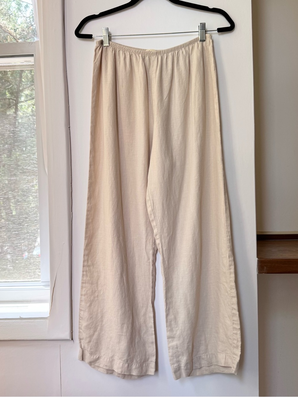 DONNI The Linen Simple Pants in Oatmeal Tan Medium